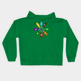 Zombie 8 Perk Pinwheel on Emerald Green Kids Hoodie